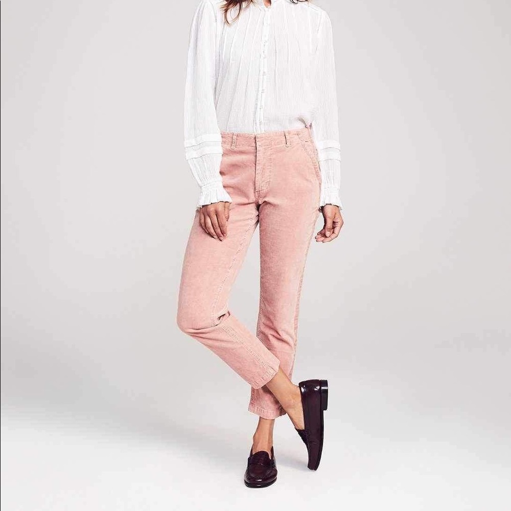 Faherty Velvet Tuxedo Pants In Rosewater size 27